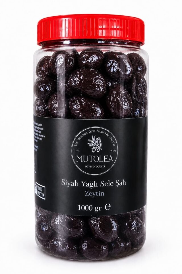 Siyah Yağlı Sele Şah Zeytin - 1Kg Premium Kahvaltılık Lezzet